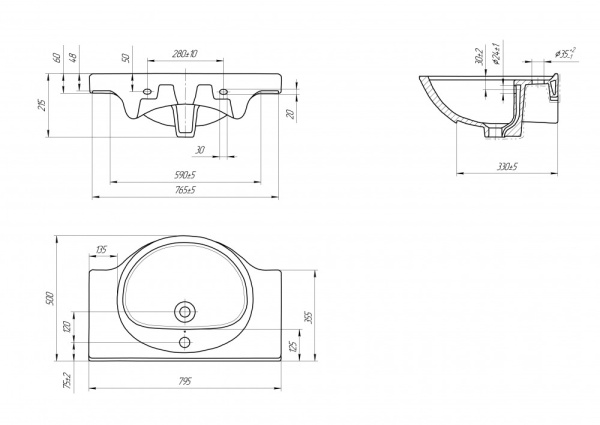 Раковина Bellezza ERIKA ERI 80 4690311008985